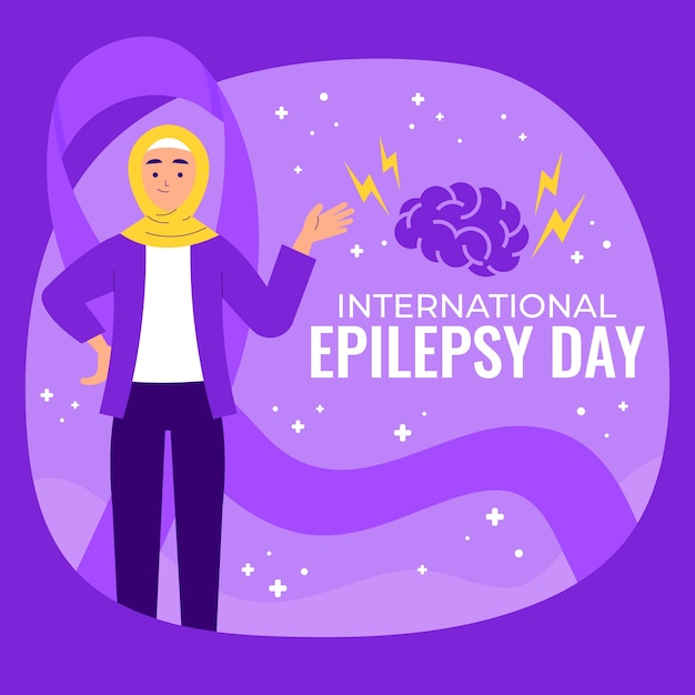 Vetor grátis ilustração plana do dia da epilepsia