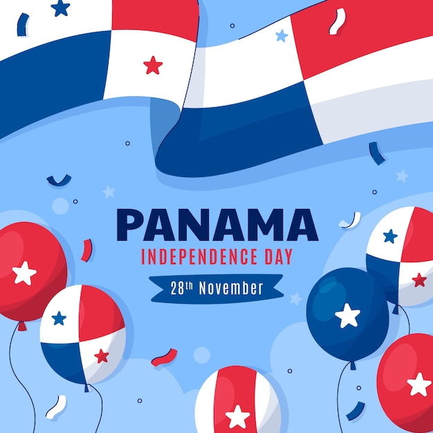 Vetor grátis ilustração plana do dia da independência do panamá