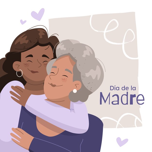 Ilustração plana do dia das mães em espanhol