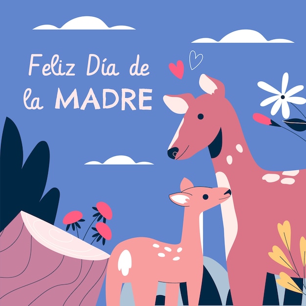 Ilustração plana do dia das mães em espanhol