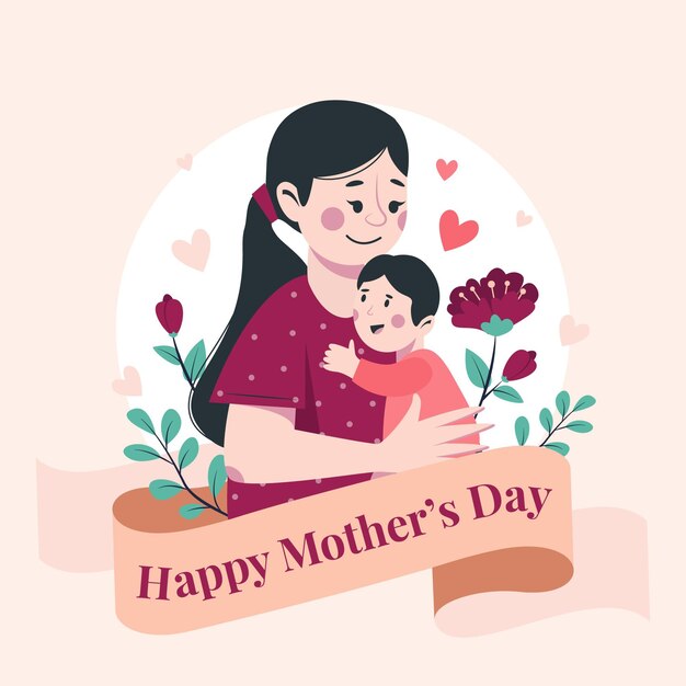 Ilustração plana do dia das mães