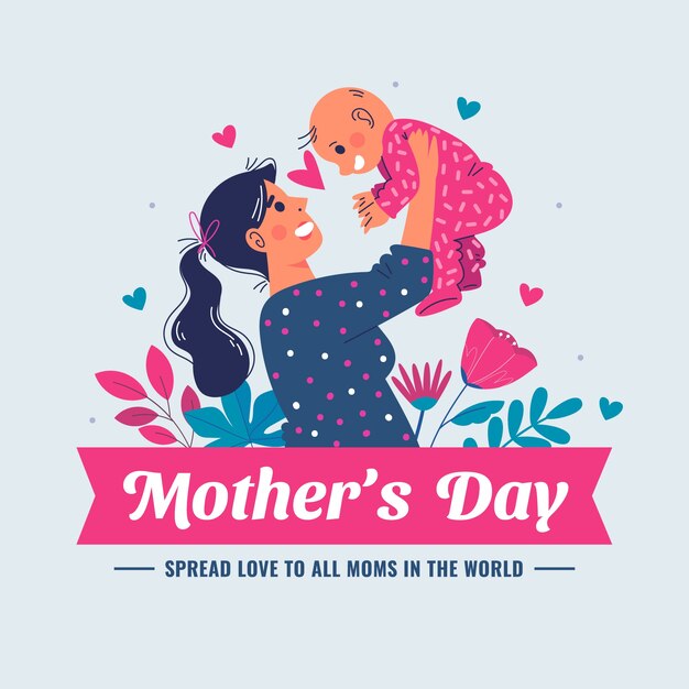 Ilustração plana do dia das mães
