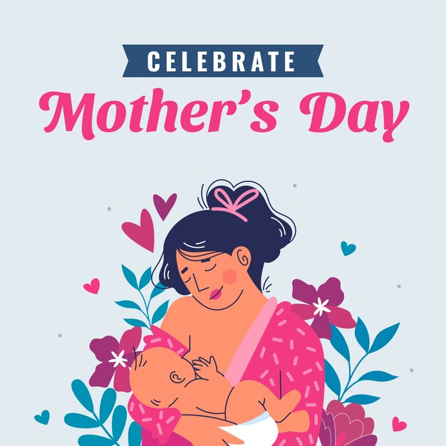 Ilustração plana do dia das mães