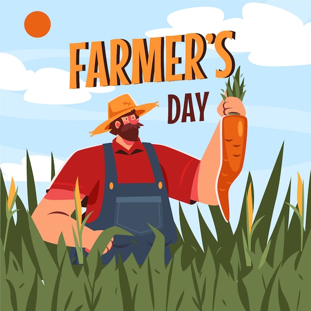 Ilustração plana do dia do agricultor