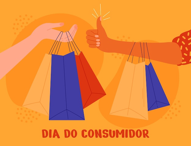 Vetor grátis ilustração plana do dia do consumidor em português