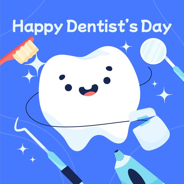 Ilustração plana do dia do dentista nacional