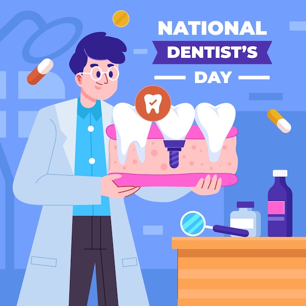 Ilustração plana do dia do dentista nacional