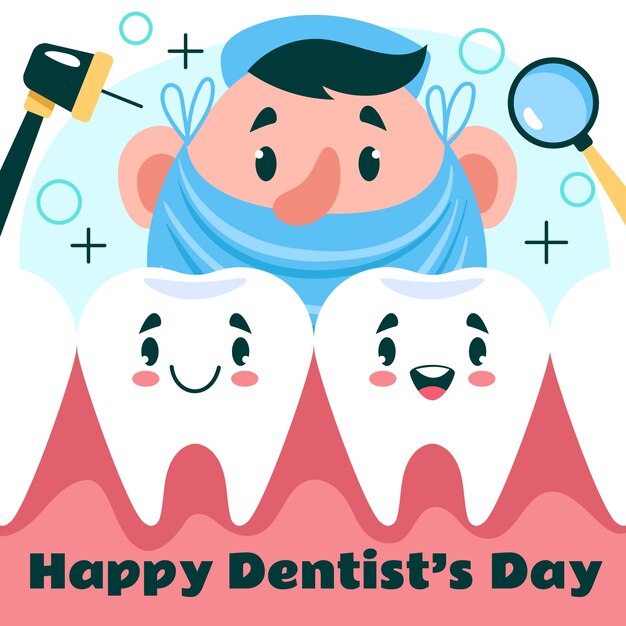 Ilustração plana do dia do dentista nacional