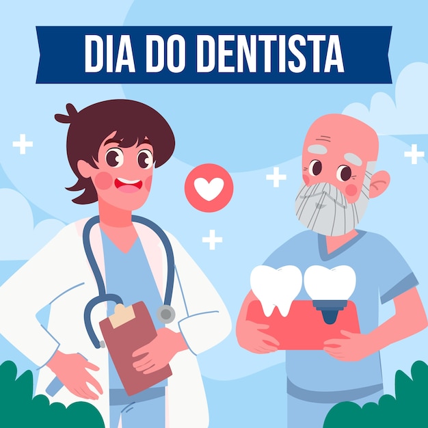 Vetor grátis ilustração plana do dia do dentista