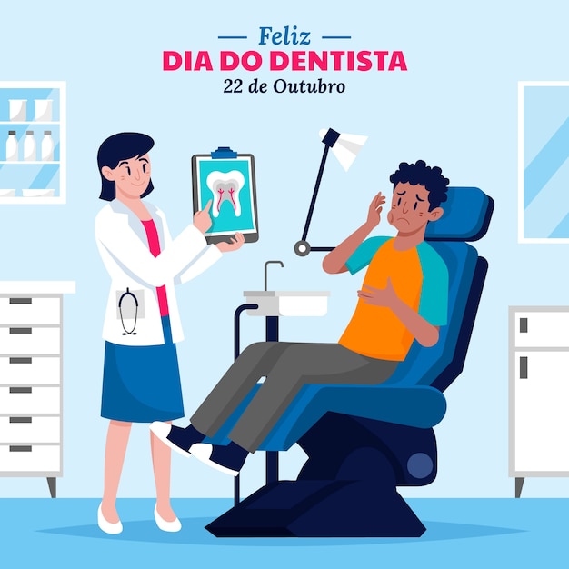 Vetor grátis ilustração plana do dia do dentista