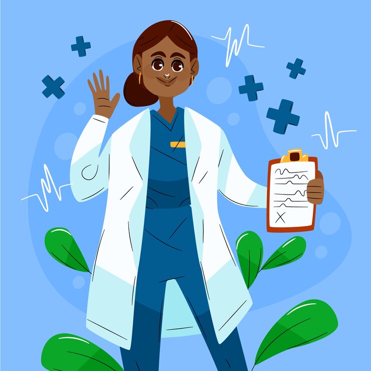 Vetor grátis ilustração plana do dia do médico nacional com médico acenando
