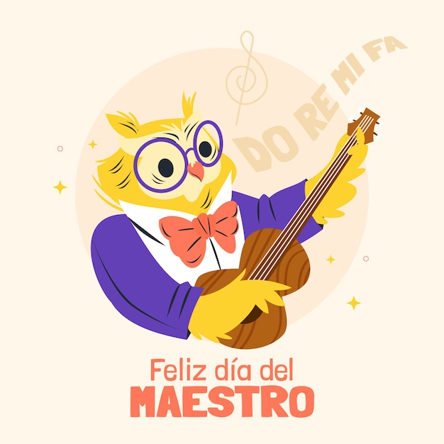 Ilustração plana do dia do professor em espanhol