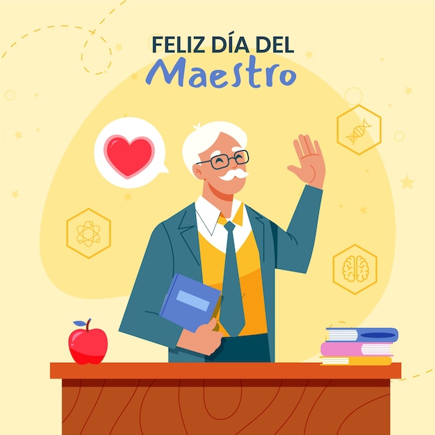 Vetor grátis ilustração plana do dia do professor em espanhol