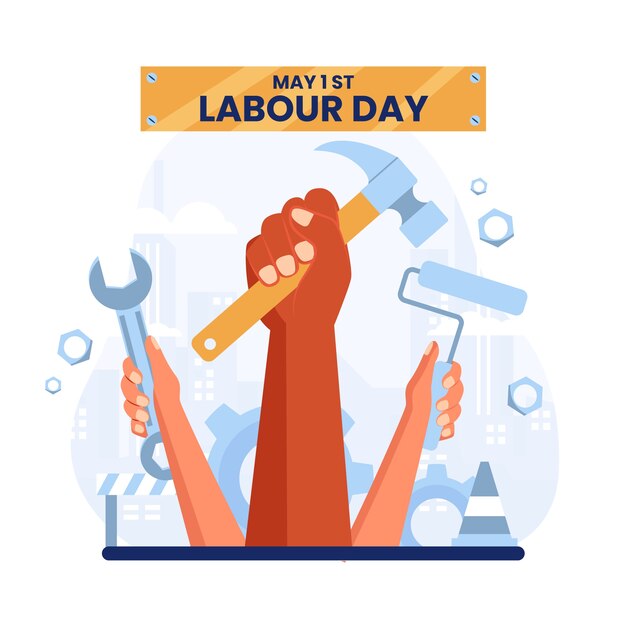 Ilustração plana do dia do trabalho