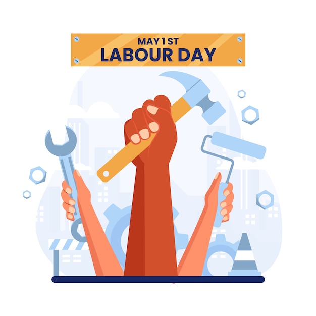 Ilustração plana do dia do trabalho