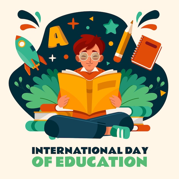 Ilustração plana do dia internacional da educação
