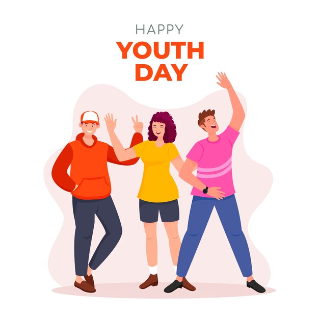 Ilustração plana do Dia Internacional da Juventude