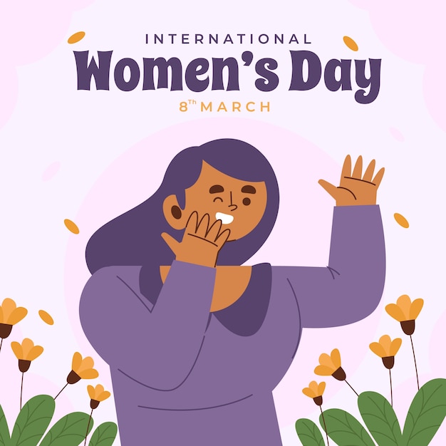 Ilustração plana do dia internacional da mulher