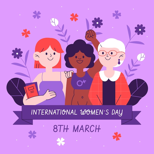 Vetor grátis ilustração plana do dia internacional da mulher