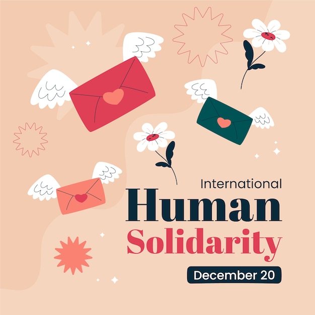 Ilustração plana do dia internacional da solidariedade humana