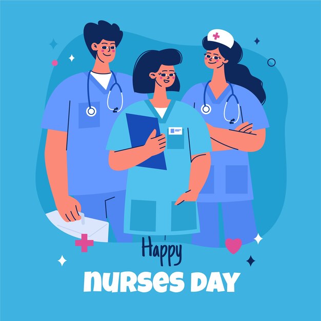 Ilustração plana do dia internacional das enfermeiras
