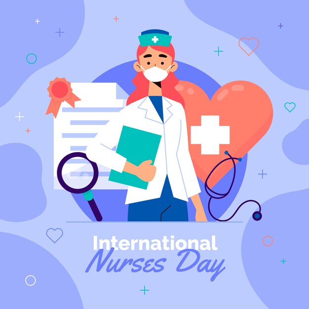 Ilustração plana do dia internacional das enfermeiras