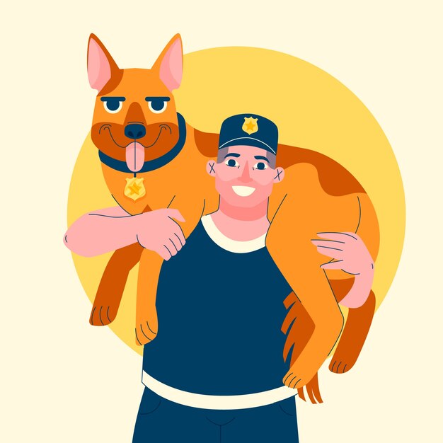 Ilustração plana do dia internacional do cão