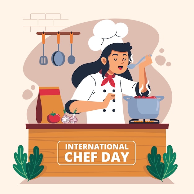 Vetor grátis ilustração plana do dia internacional do chef