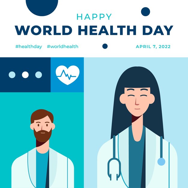 Ilustração plana do dia mundial da saúde