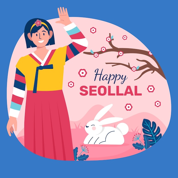 Vetor grátis ilustração plana do festival de seollal