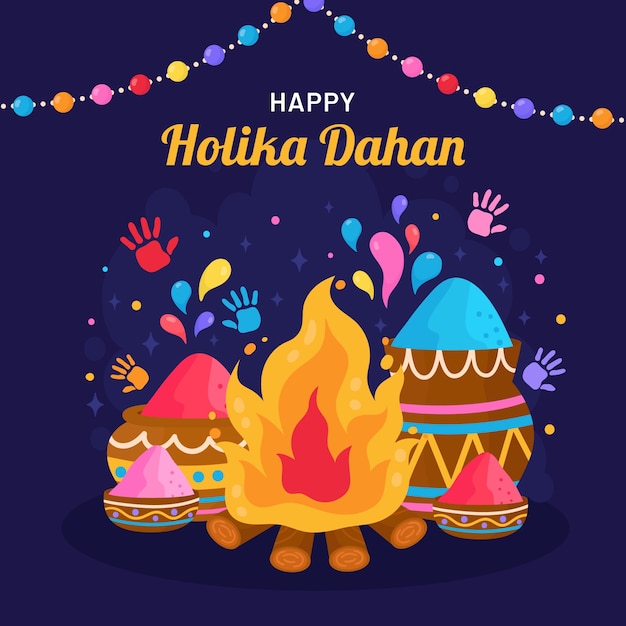 Vetor grátis ilustração plana do festival holika dahan