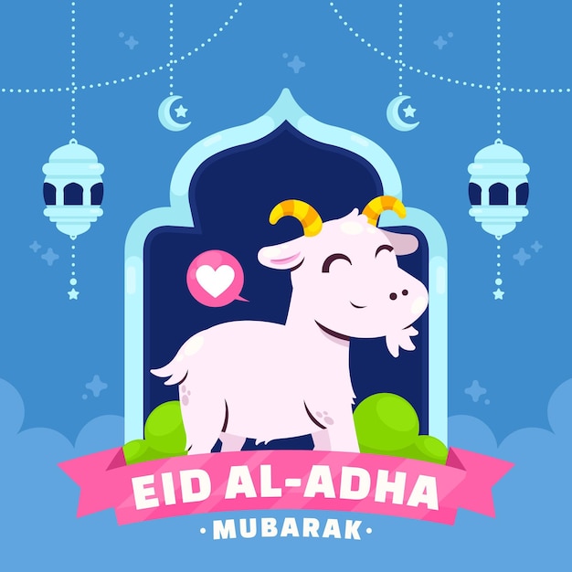 Vetor grátis ilustração plana eid al-adha