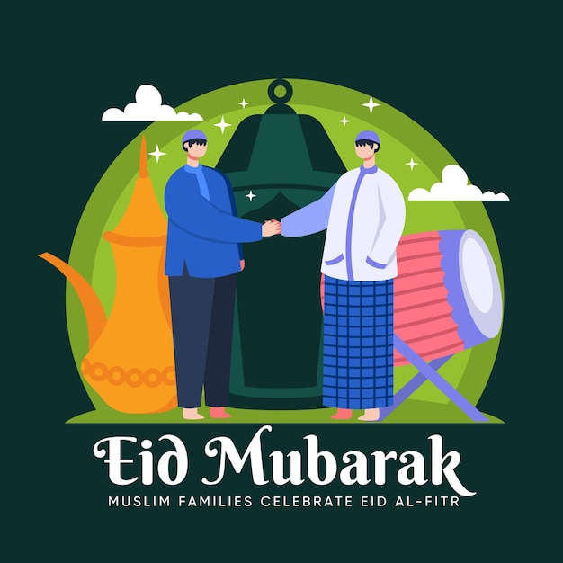 Ilustração plana eid al-fitr