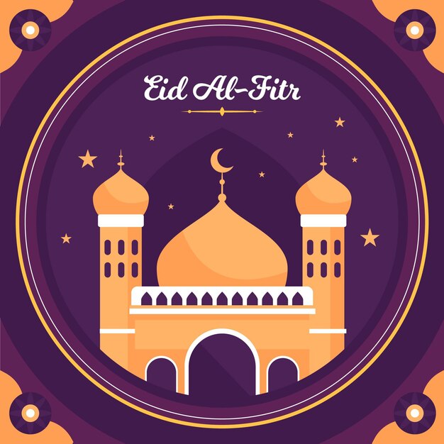 Ilustração plana eid al-fitr