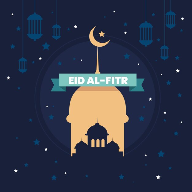 Ilustração plana eid al-fitr