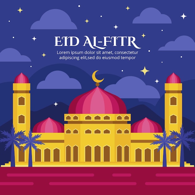 Vetor grátis ilustração plana eid al-fitr