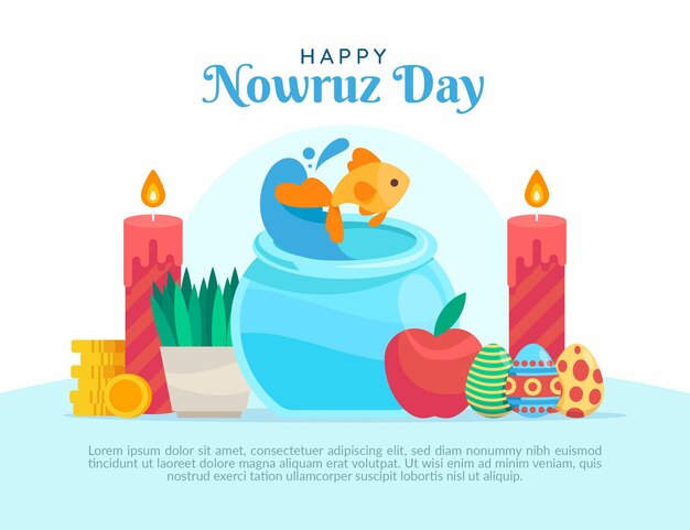 Ilustração plana feliz de Nowruz