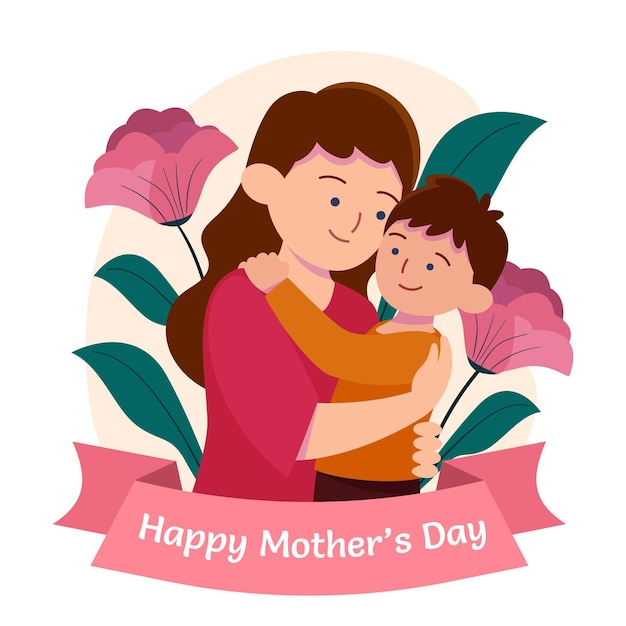 Vetor grátis ilustração plana feliz dia das mães