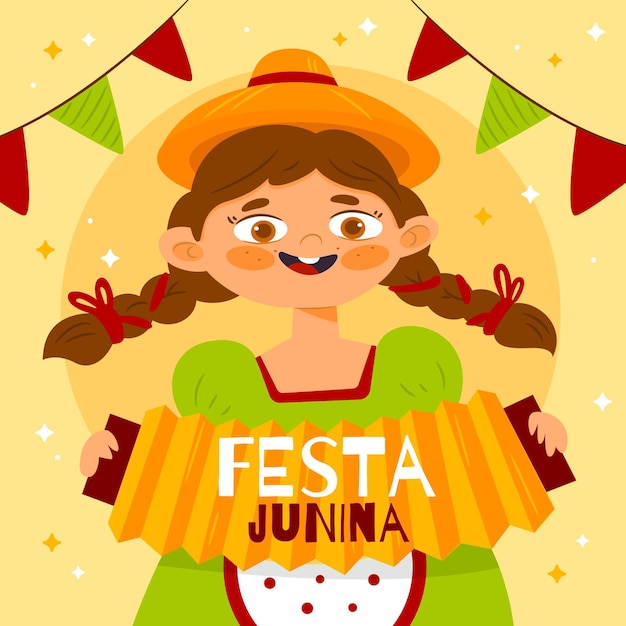 Ilustração plana festa junina