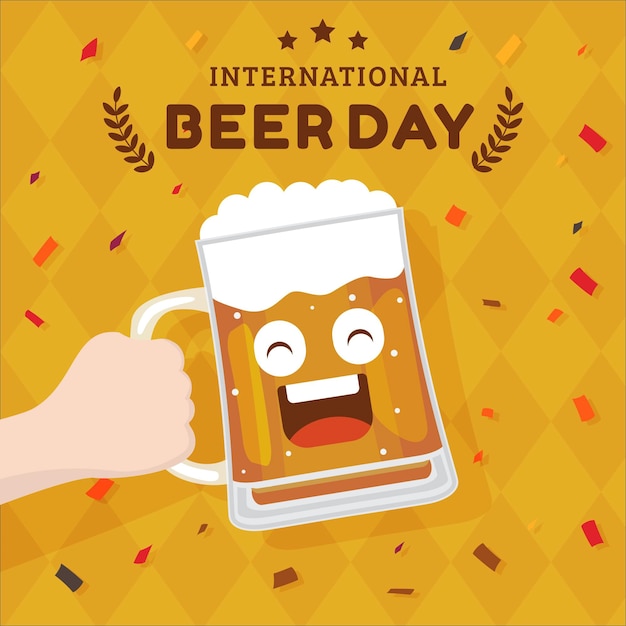 Ilustração plana internacional do dia da cerveja