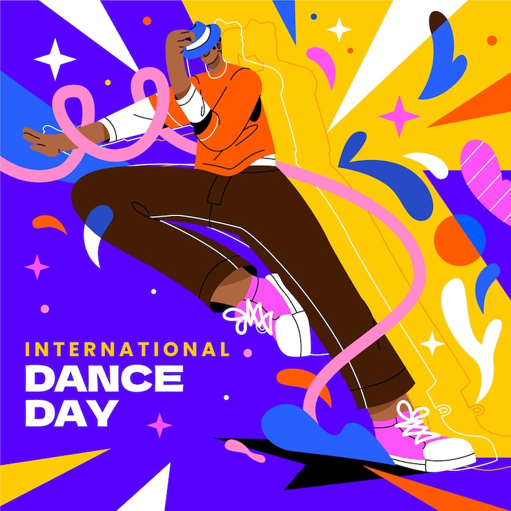 Vetor grátis ilustração plana internacional do dia da dança