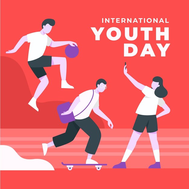 Ilustração plana internacional do dia da juventude