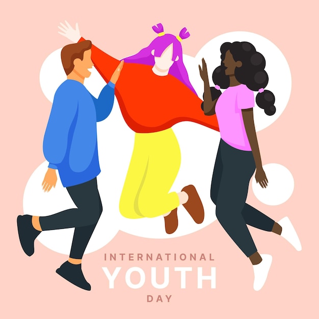 Ilustração plana internacional do dia da juventude