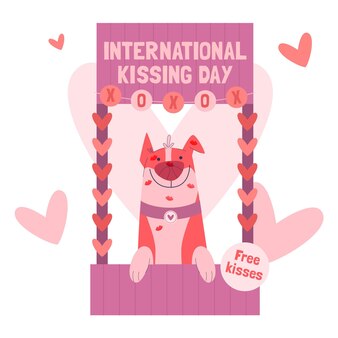 Ilustração plana internacional do dia do beijo