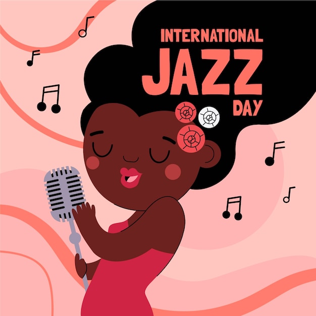 Ilustração plana internacional do dia do jazz