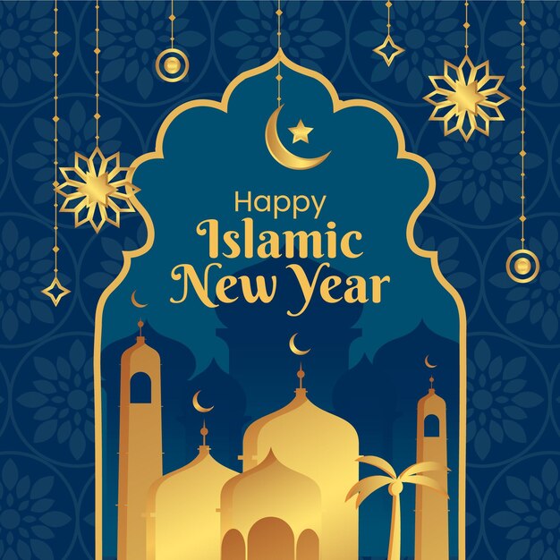 Ilustração plana islâmica de ano novo