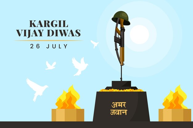 Vetor grátis ilustração plana kargil vijay diwas