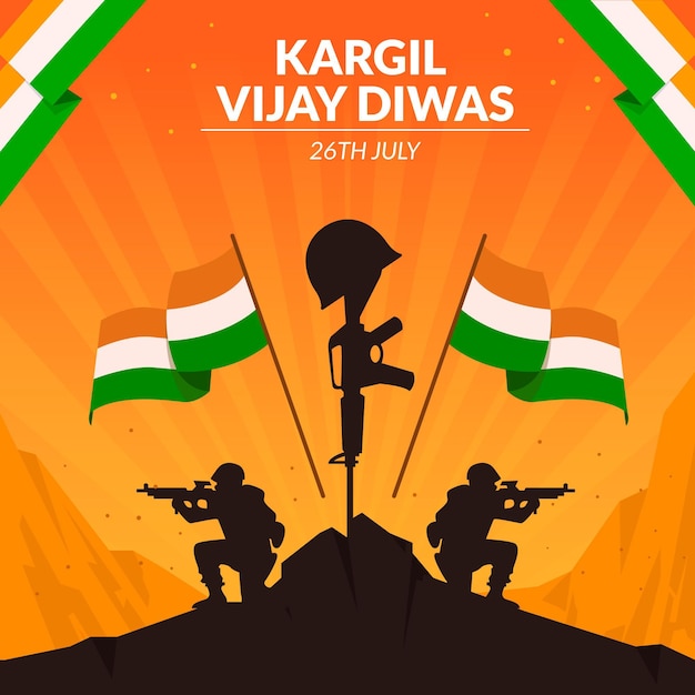 Vetor grátis ilustração plana kargil vijay diwas