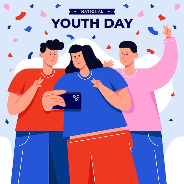 Ilustração plana nacional do dia da juventude