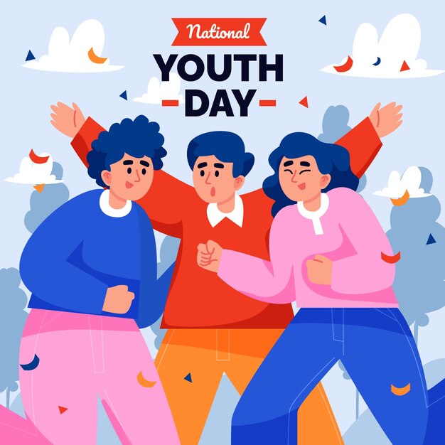 Ilustração plana nacional do dia da juventude
